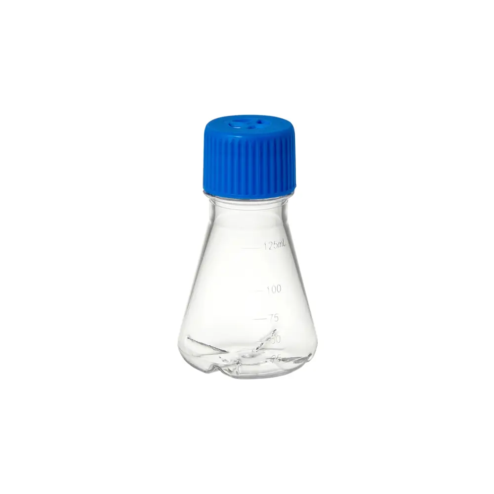 MTC Bio F4060-B 125ml Erlenmeyer Flask, Baffled Bottom, Sterile, With Vented Screw Cap, 24 Flasks/Unit Primary Image