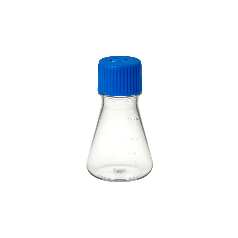 MTC Bio F4060-F 125ml Erlenmeyer Flask, Flat Bottom, Sterile, With Vented Screw Cap, 24 Flasks/Unit Primary Image