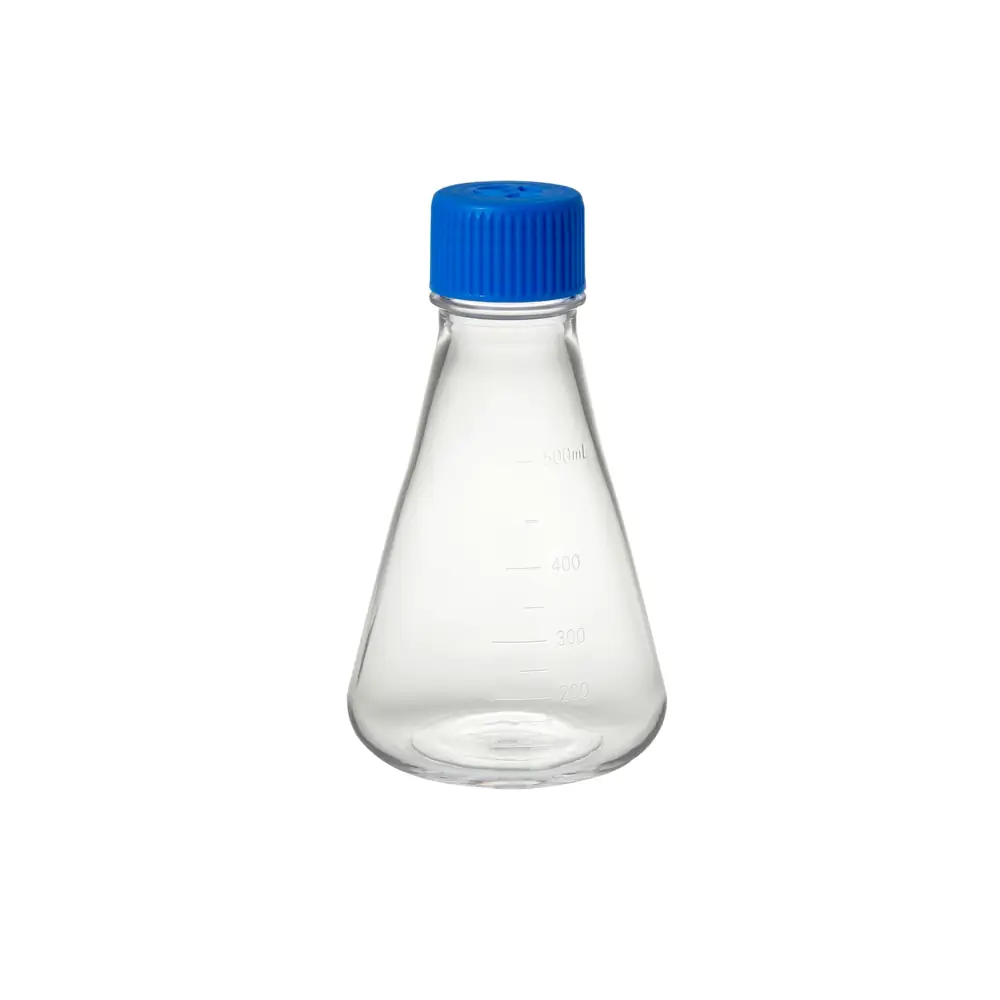 MTC Bio F4062-F 500ml Erlenmeyer Flask, Flat Bottom, Sterile, With Vented Screw Cap, 12 Flasks/Unit Primary Image