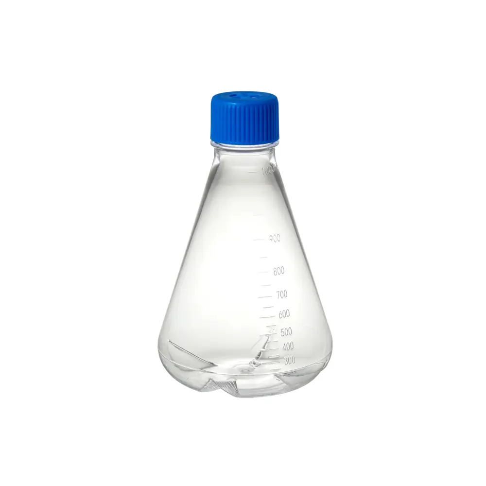 MTC Bio F4063-F 1000ml Erlenmeyer Flask, Flat Bottom, Sterile, With Vented Screw Cap, 6 Flasks/Unit Primary Image