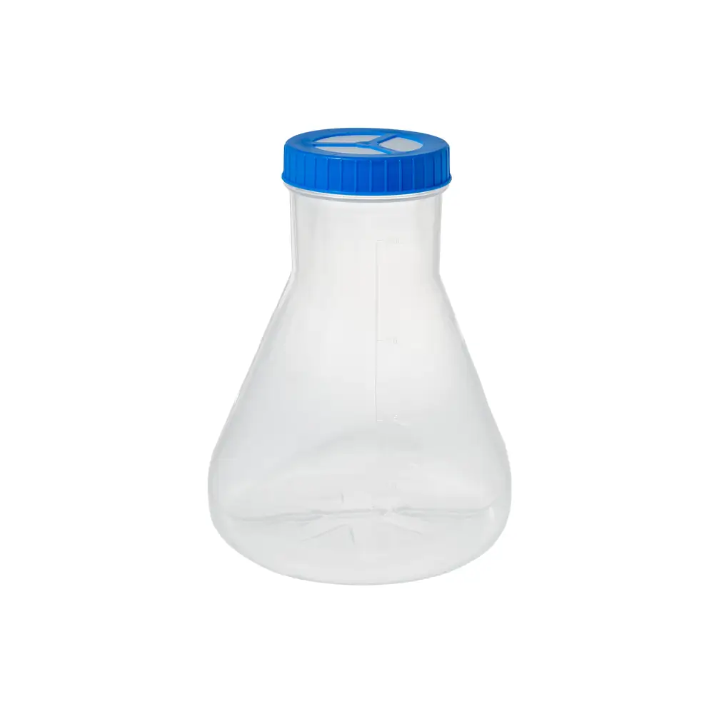 MTC Bio F4086 2.8L Flask, Erlenmeyer/Fernbach, Baffled Bottom, Sterile, With Vented Screw Cap, 6 Flasks/Unit Primary Image