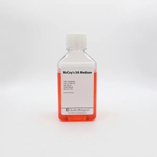 QBI 112-028-101 McCoy's 5A Media with L-Glutamine, w/ L-Glut, Phenol Red, 500 mL/Unit Primary Image