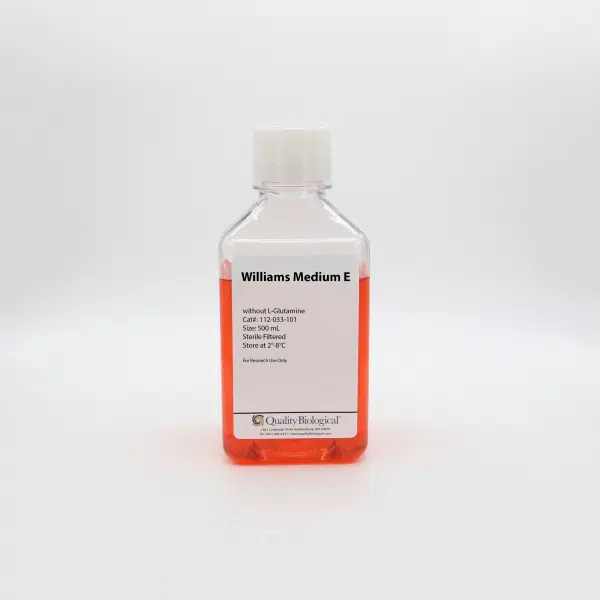 QBI 112-033-101 Williams Media E without L-Glutamine, Sterile Filtered, 500 mL/Unit Primary Image