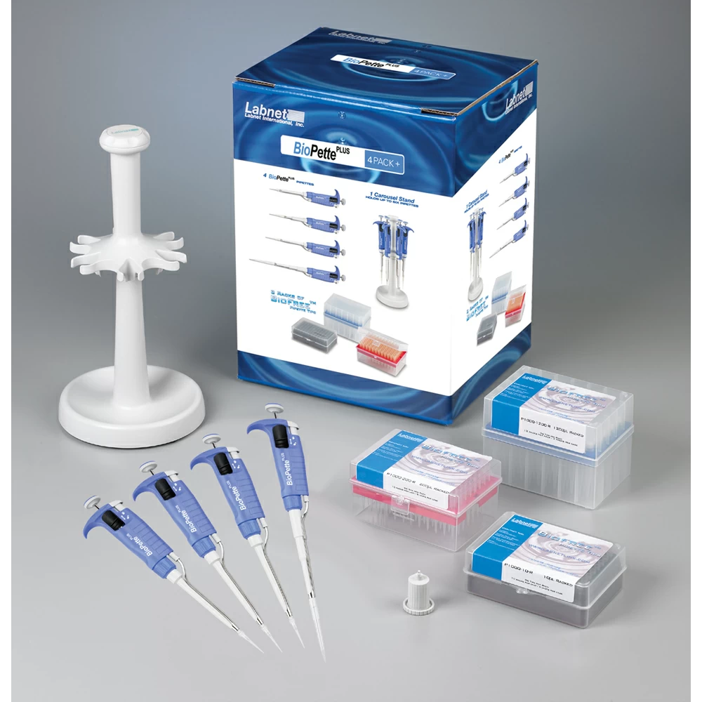 Labnet International P3942-SK4 BioPette Plus Starter Kit, Includes P10, P20, P200, P1000, 4 Pipettors/Unit primary image