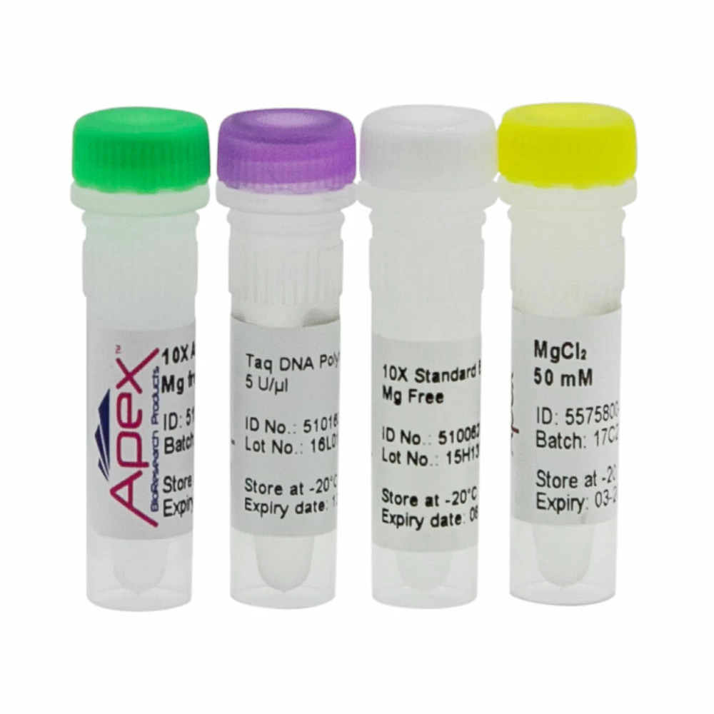 Apex Bioresearch Products 42-800B2 Apex Taq, 500Units, 5u/ul, 10X Standard MgFree&NH4 MgFree, 1 x 500u/Unit primary image