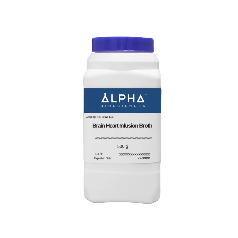 Alpha Biosciences B02-113-500g Brain Heart Infusion Broth (B02-113) , Alpha Biosciences, 500g/Unit Primary Image