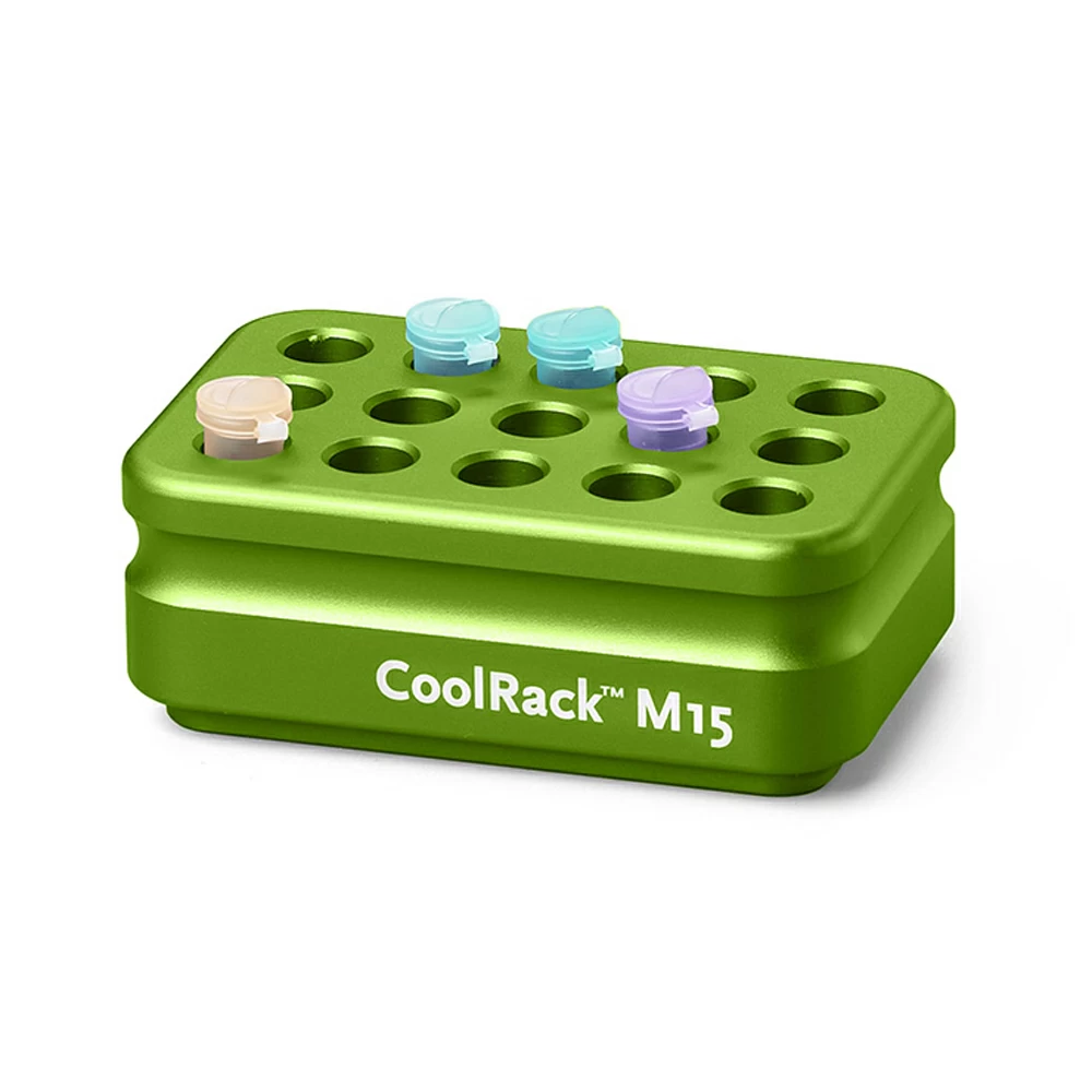 BioCision BCS-125G, CoolRack M15, green 15 x 1.5/2ml microfuge tubes, 1 Rack/Unit primary image