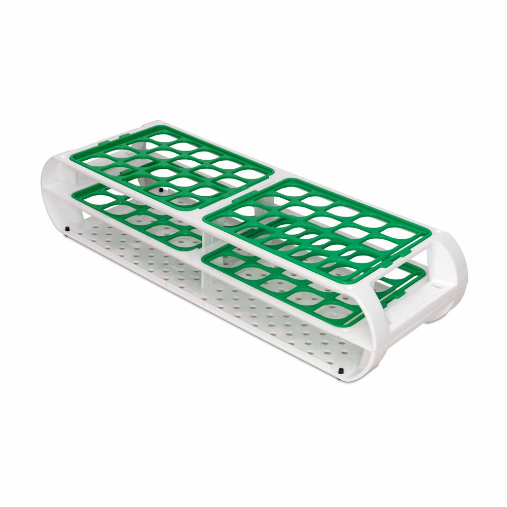 Bel-Art 187450012, 16 - 20mm Test Tube Rack Holds 40 Tubes, Green Grids, 1 Test Tube Rack/Unit primary image