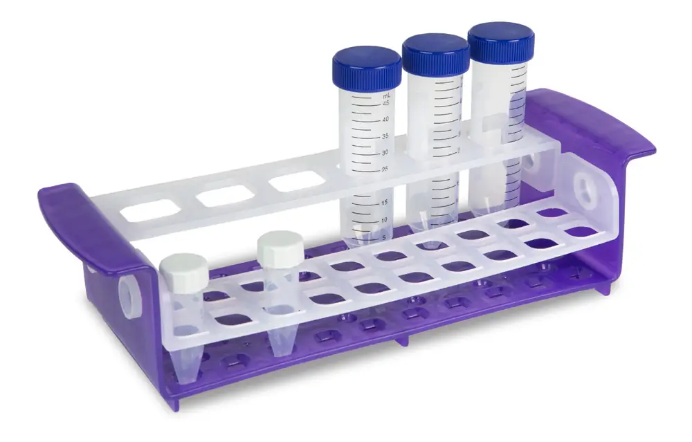 Genesee Scientific 93-226 Multi Tube Rack, Purple/Natural, 1 Rack/Unit Primary Image