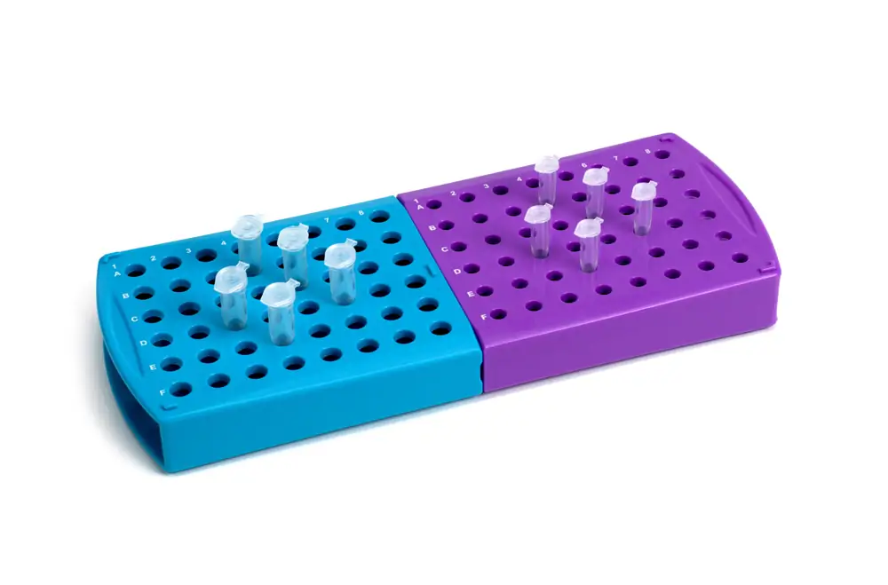 Genesee Scientific 93-235 Rotating Duo Tube Rack, Blue and Purple, 1 Rack/Unit Tertiary Image