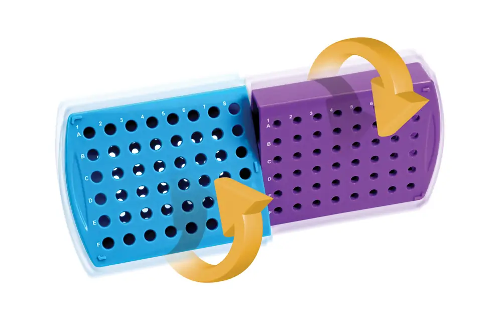 Genesee Scientific 93-235 Rotating Duo Tube Rack, Blue and Purple, 1 Rack/Unit Quaternary Image