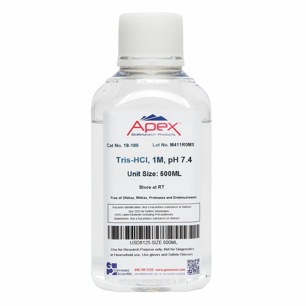 Apex Bioresearch Products 18-189 Tris-HCl, 1M, 1X, pH 7.4, 500ml/Unit primary image