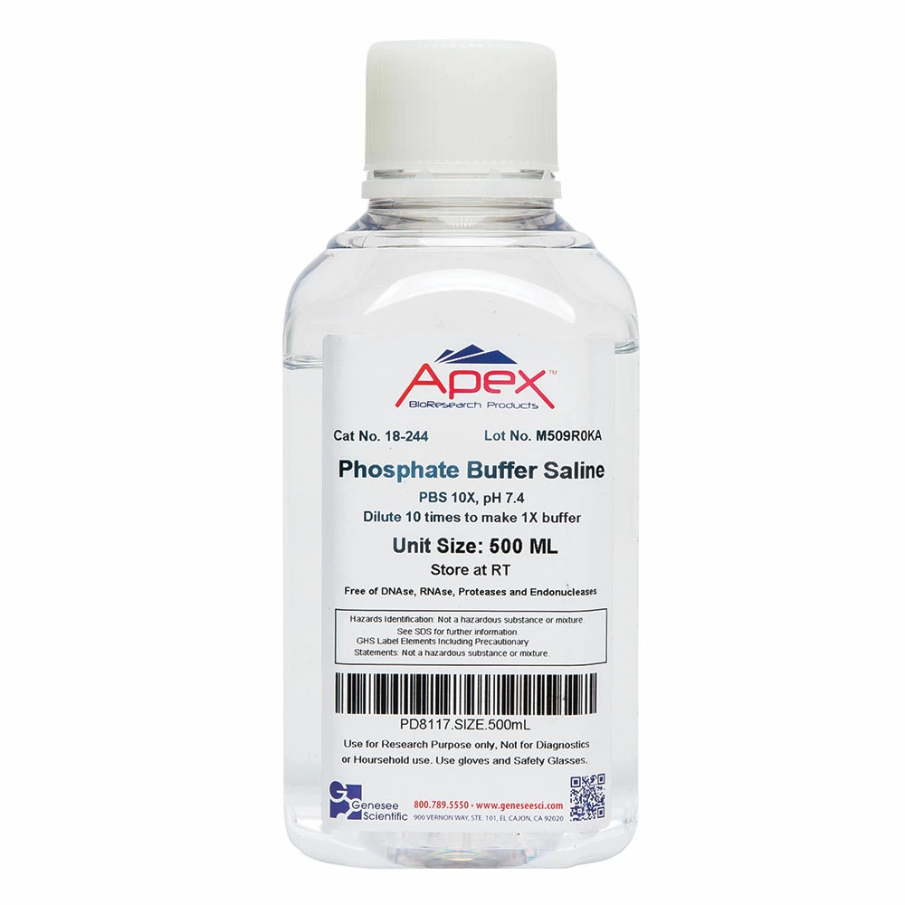 Apex Bioresearch Products 18-212 PBS, 10X, pH 7.4, 500ml/Unit primary image